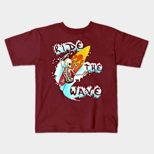 Ride the Wave - Surfing Skeleton Kids T-Shirt